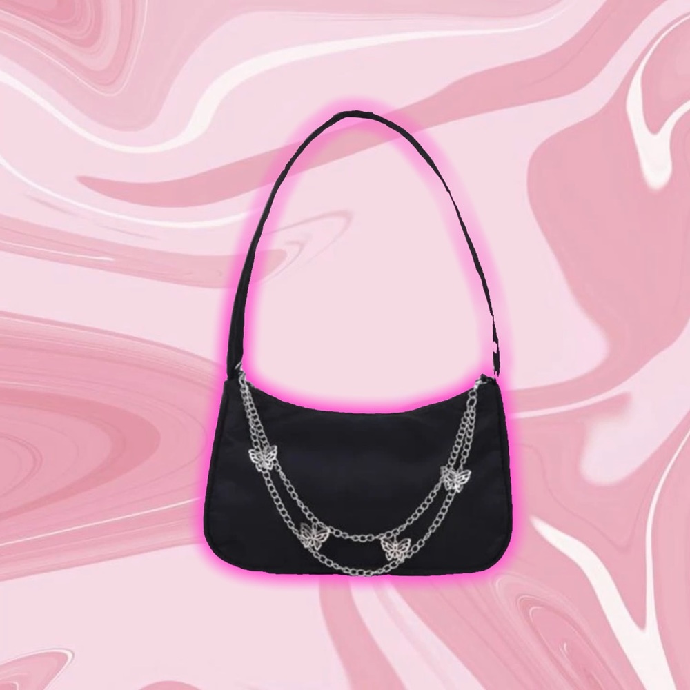 butterfly chain baguette bag